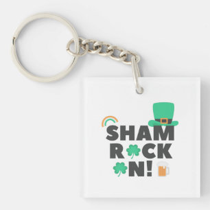 " SHAM ROCK N! " DOUBLE SIDED ACRYLIC KEYCHAIN