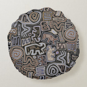 Shaman Peyote Serpent Ritual Spirits Round Pillow
