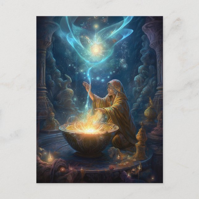 Shaman Sorcerer Wizard Fantasy Art Postcard (Front)