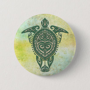 Shamanic Sea Turtle Symbol + your ideas 2 Inch Round Button