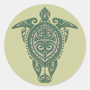 Shamanic Sea Turtle Symbol + your ideas Classic Round Sticker
