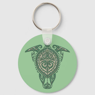 Shamanic Sea Turtle Symbol + your ideas Keychain