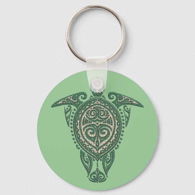 Shamanic Sea Turtle Symbol + your ideas Keychain (Front)