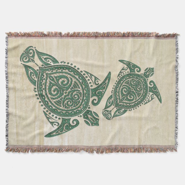 Shamanic Sea Turtle Symbol + your ideas Throw Blanket (Front)