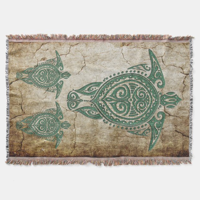 Shamanic Sea Turtle Symbol + your ideas Throw Blanket (Front)