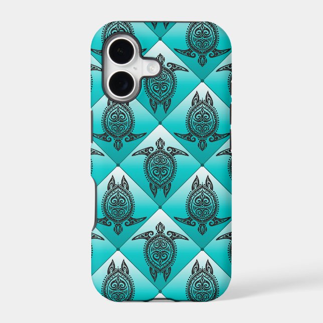 Shamanic Sea Turtles Pattern - cyan (Back)