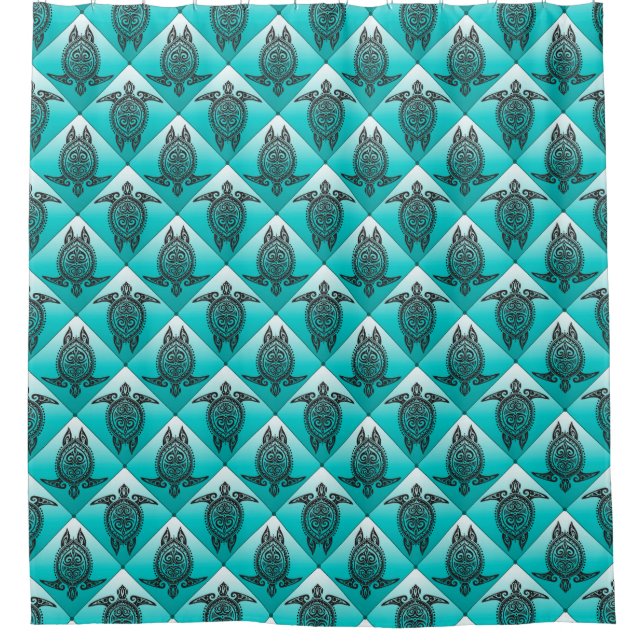 Shamanic Sea Turtles Pattern - cyan (Front)