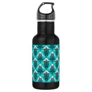 Shamanic Sea Turtles Pattern - cyan 532 Ml Water Bottle