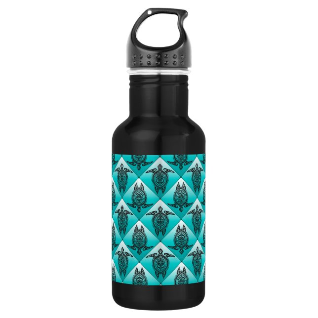 Shamanic Sea Turtles Pattern - cyan 532 Ml Water Bottle (Front)