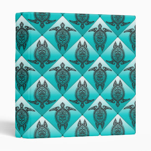 Shamanic Sea Turtles Pattern - cyan Binder