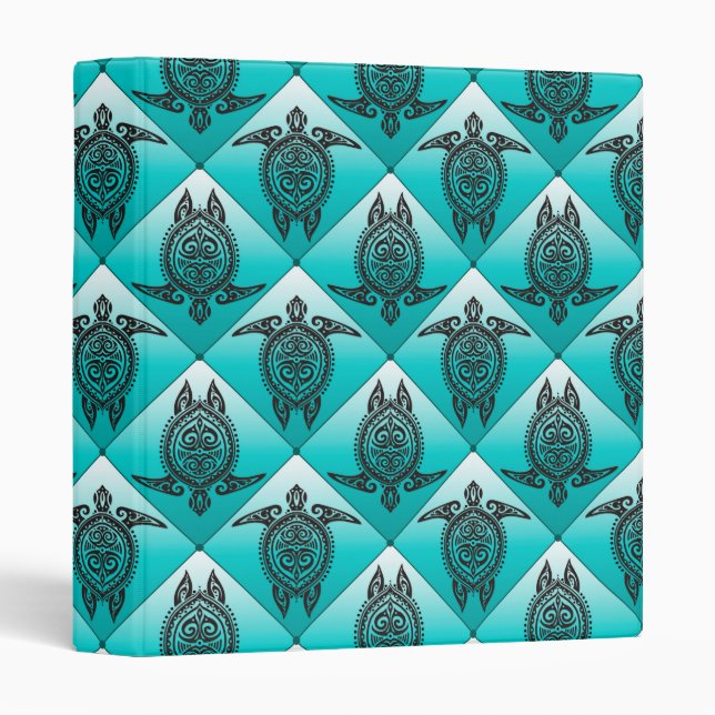 Shamanic Sea Turtles Pattern - cyan Binder (Front/Spine)
