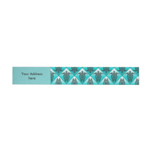 Shamanic Sea Turtles Pattern - cyan Wraparound Address Label