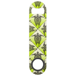 Shamanic Sea Turtles Pattern - green Bar Key