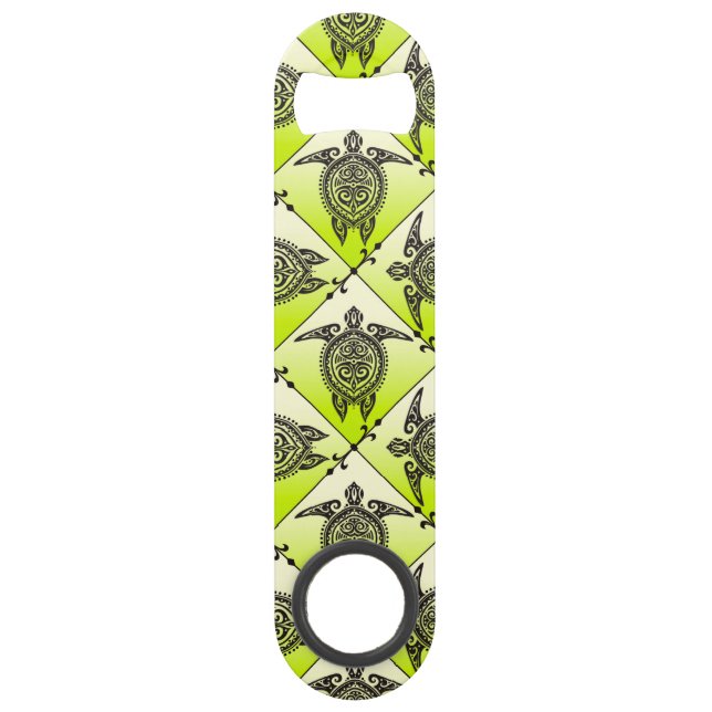 Shamanic Sea Turtles Pattern - green Bar Key (Front)