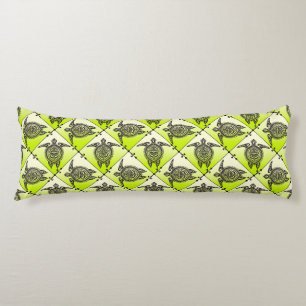 Shamanic Sea Turtles Pattern - green Body Pillow