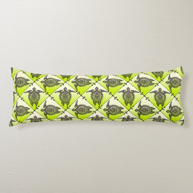 Shamanic Sea Turtles Pattern - green Body Pillow (Front)