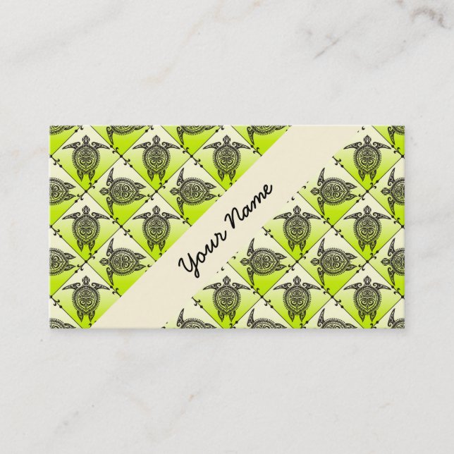 Shamanic Sea Turtles Pattern - green Business Card (Front)