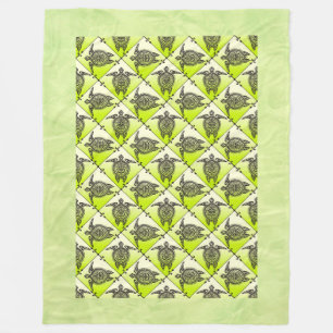 Shamanic Sea Turtles Pattern - green Fleece Blanket