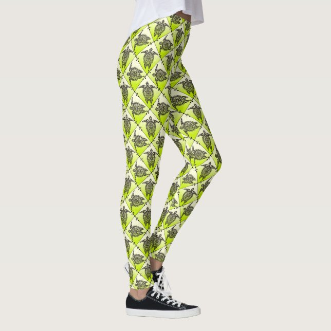 Shamanic Sea Turtles Pattern - green Leggings (Right)