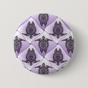 Shamanic Sea Turtles Pattern - violet 2 Inch Round Button