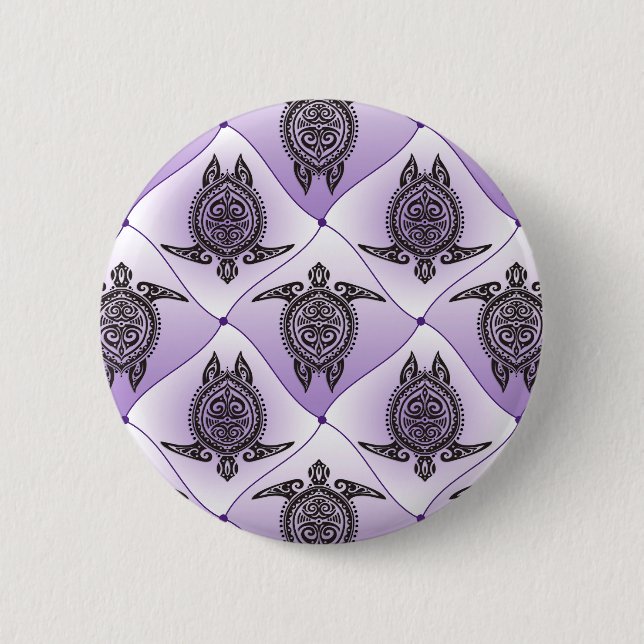 Shamanic Sea Turtles Pattern - violet 2 Inch Round Button (Front)