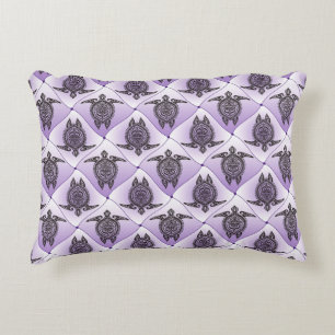 Shamanic Sea Turtles Pattern - violet Accent Pillow