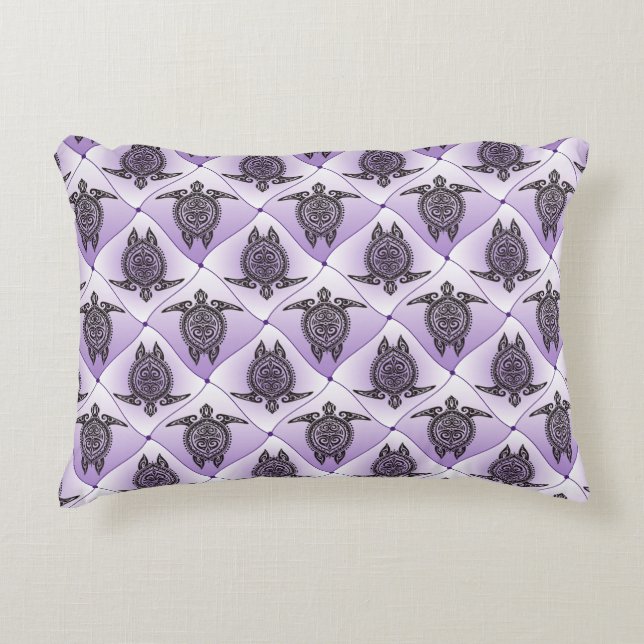 Shamanic Sea Turtles Pattern - violet Accent Pillow (Front)