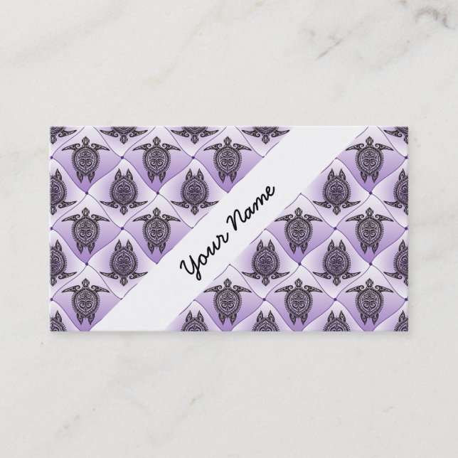 Shamanic Sea Turtles Pattern - violet Business Card (Front)
