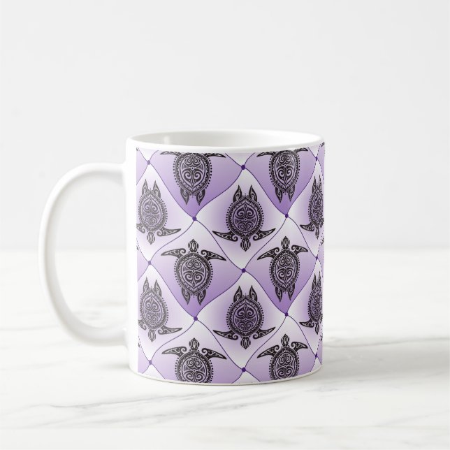 Shamanic Sea Turtles Pattern - violet Coffee Mug (Left)