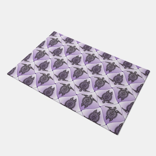 Shamanic Sea Turtles Pattern - violet Doormat (Angled)