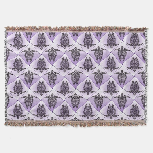 Shamanic Sea Turtles Pattern - violet Throw Blanket (Front)