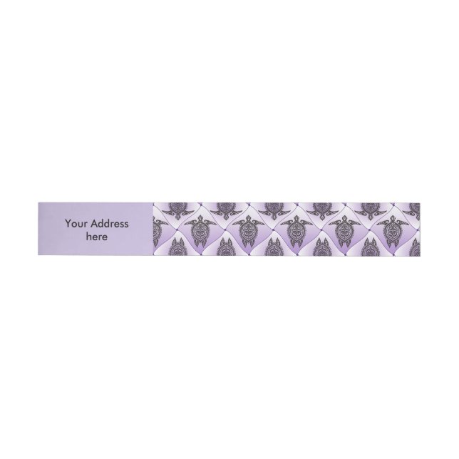 Shamanic Sea Turtles Pattern - violet Wraparound Address Label (Individual)