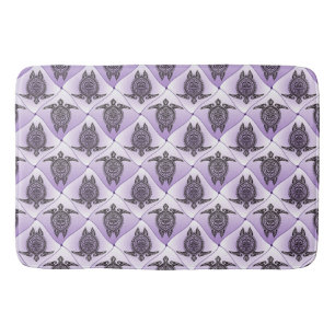 Shamanic Sea Turtles Pattern - violet + your idea Bath Mat