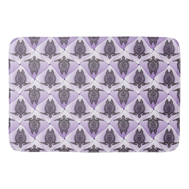 Shamanic Sea Turtles Pattern - violet + your idea Bath Mat (Front)