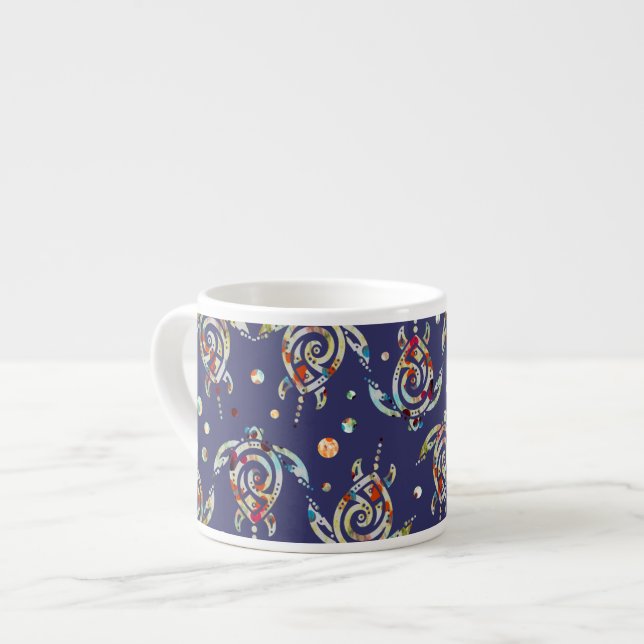 Shamanic Sea Turtles Pattern + your backgr. colour Espresso Cup (Front Left)