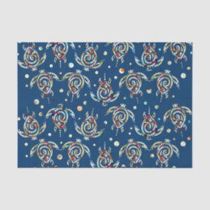 Shamanic Sea Turtles Pattern + your backgr. colour Tissue Paper