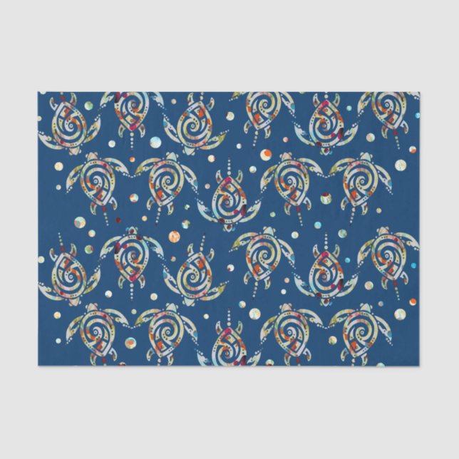 Shamanic Sea Turtles Pattern + your backgr. colour Tissue Paper (Front)