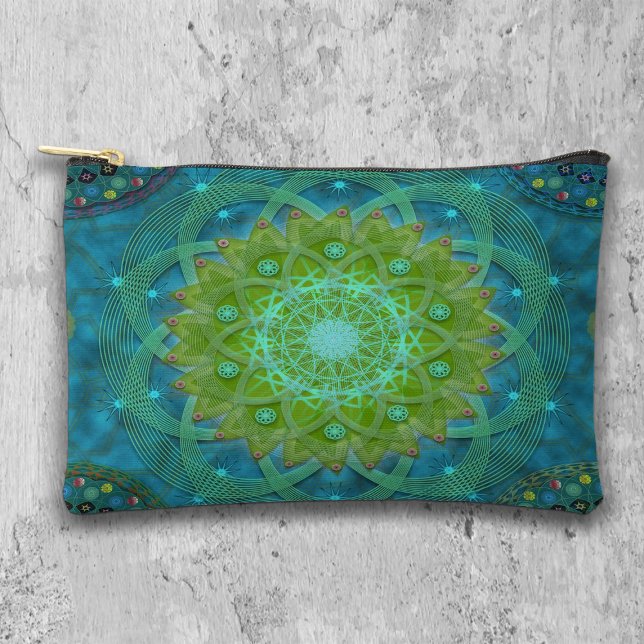 Shambala Tantric Nymphaea mandala art Accessory Pouch (Creator Uploaded)