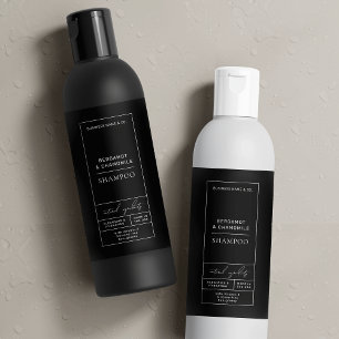 Shampooing noir Étiquette de cosmétiques modernes 