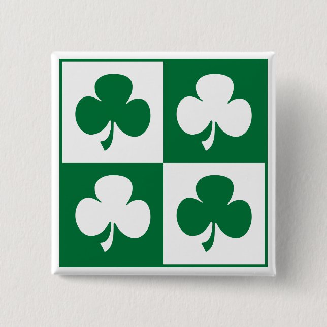 Shamrock 2 Inch Square Button (Front)