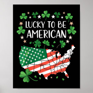 Shamrock American Clover Flag Map  Poster