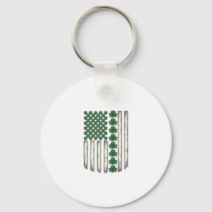 Shamrock American Flag Vintage Vector Design_1 Keychain