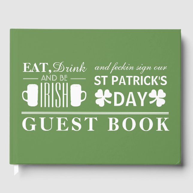 Shamrock and Beer Irish St Patrick's Day Guest Book (Front)