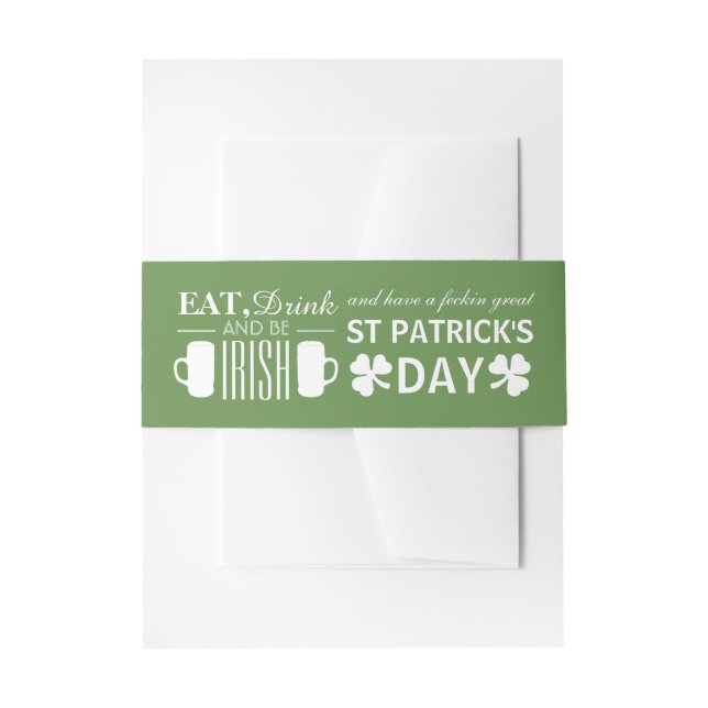 Shamrock and Beer Irish St Patrick's Day Invitation Belly Band (Front Example)