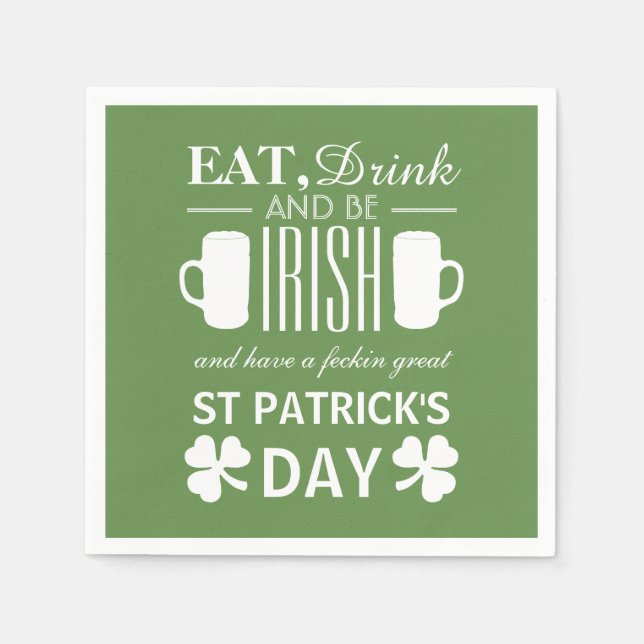 Shamrock and Beer Irish St Patrick's Day Napkin (Front)