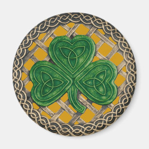 Shamrock and celtic Knots Aimant or