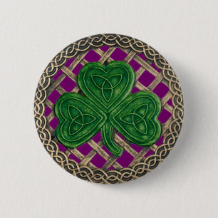 Shamrock And Celtic Knots Button Purple