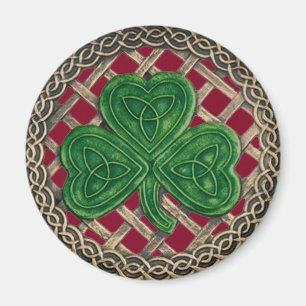 Shamrock And Celtic Knots Magnet Red