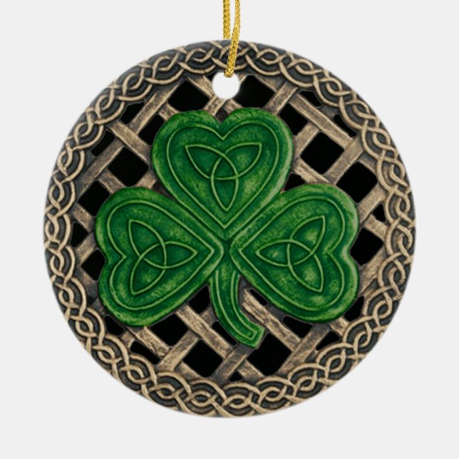 Shamrock And Celtic Knots Ornament  Black (Front)