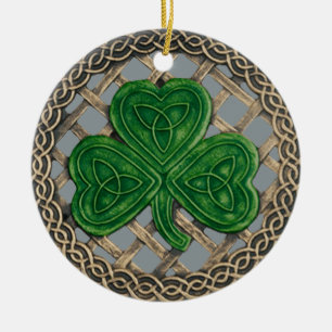 Shamrock And Celtic Knots Ornament Grey